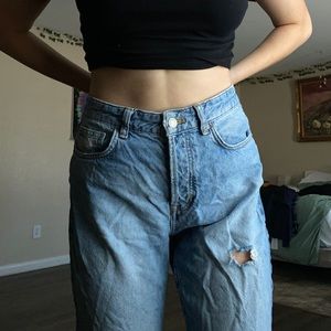 Two tone boyfriend jeans